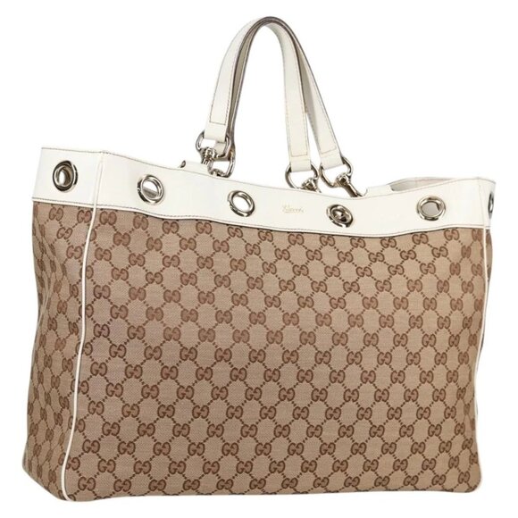 GUCCI GG Canvas Tote Bag Beige Gold 153033 Auth BA5552V - Picture 1 of 16